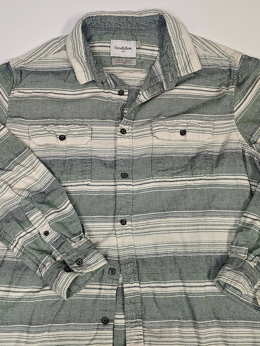 Goodfellow & Co Green Stripe Men's Button-Up Shirt